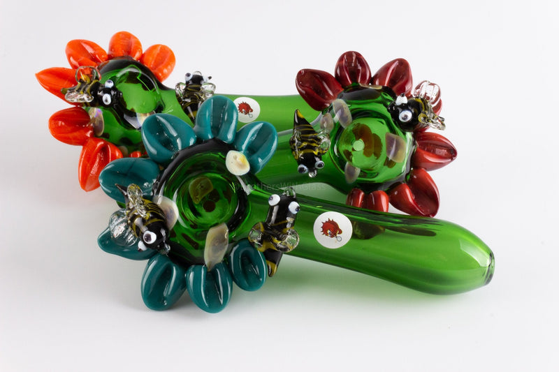 Blowfish Glassworks Sculpted Glass Sunflower Hand Pipe - Color Variations.