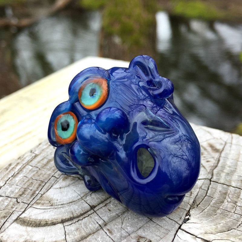 Blue Acid Glass Face Pendant - Blue Slyme.