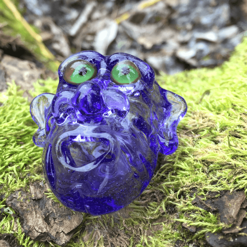 Blue Acid Glass Face Pendant - Purple Lollipop.