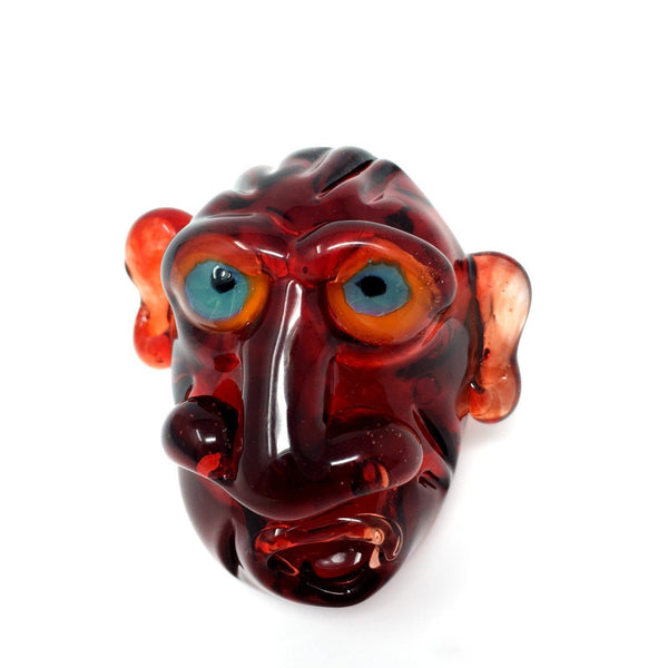 Blue Acid Glass Face Pendant - Red Elvis Brothers with Glass