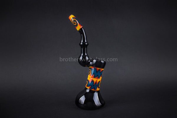 Bobby R Glass Worked Wig Wag Bubbler Water Pipe - Fire and Ice.