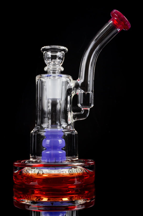 C2 Custom Creations Mini Sprocket Perc Bubbler With Heady Color Accents - Red.