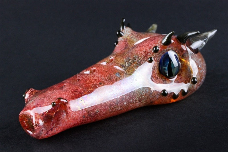 Chameleon Glass Abraxas The Dragon Steamroller Hand Pipe - Natural Red.