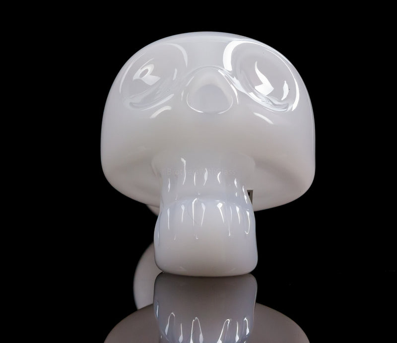 Chameleon Glass Bone Head Skull Hand Pipe - Jade White.