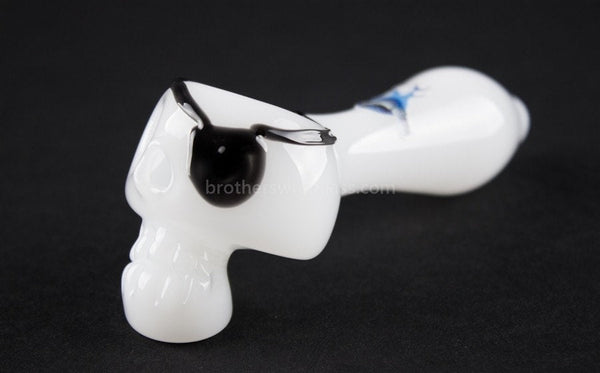 Chameleon Glass Bone Head Skull Hand Pipe - Pirate.