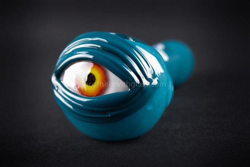 Chameleon Glass Cyclops Eyeball Hand Pipe - Teal.