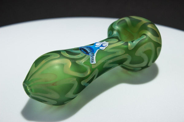 Chameleon Glass Desiderata Sand Blasted Hand Pipe - Green.