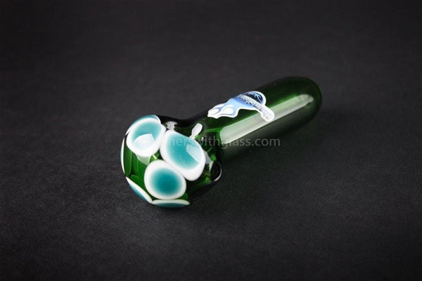 Chameleon Glass Double Dot Hand Pipe - Green.