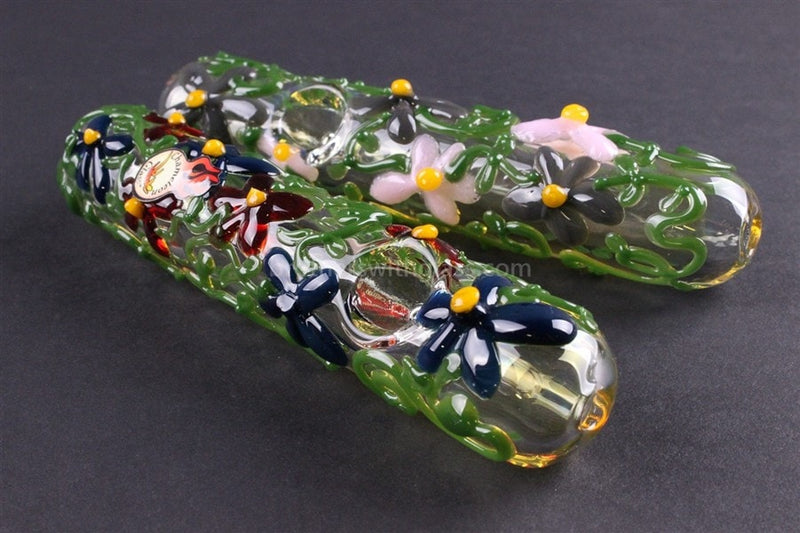 Chameleon Glass Flower Power Steamroller Glass Pipe - Fumed.