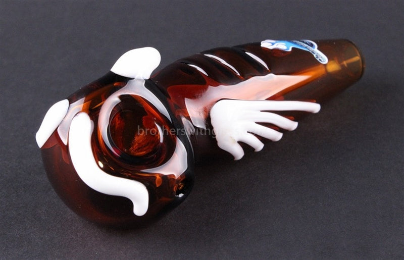 Chameleon Glass Hooty Owl Hand Pipe - Amber.