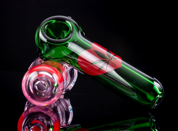 Chameleon Glass I Love Cannabis Heart Hand Pipe.