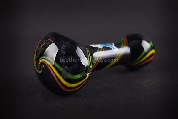 Chameleon Glass Jamrock Onyx Frit Rasta Hand Pipe.