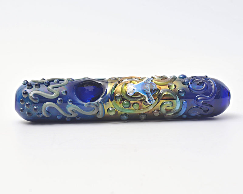 Chameleon Glass Kobaya Ashi Maru Steamroller Hand Pipe - Blue Chameleon Glass