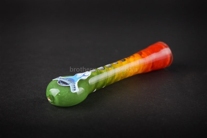 Chameleon Glass Sampler Chillum Hand Pipe - Rasta Twist.