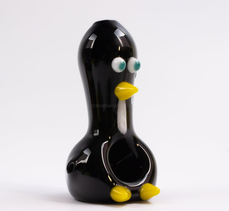 Chameleon Glass Sculpted Bird Hand Pipe - Chilly Willy Penguin.