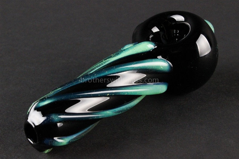 Chameleon Glass Slyme Twist on Black Hand Pipe.