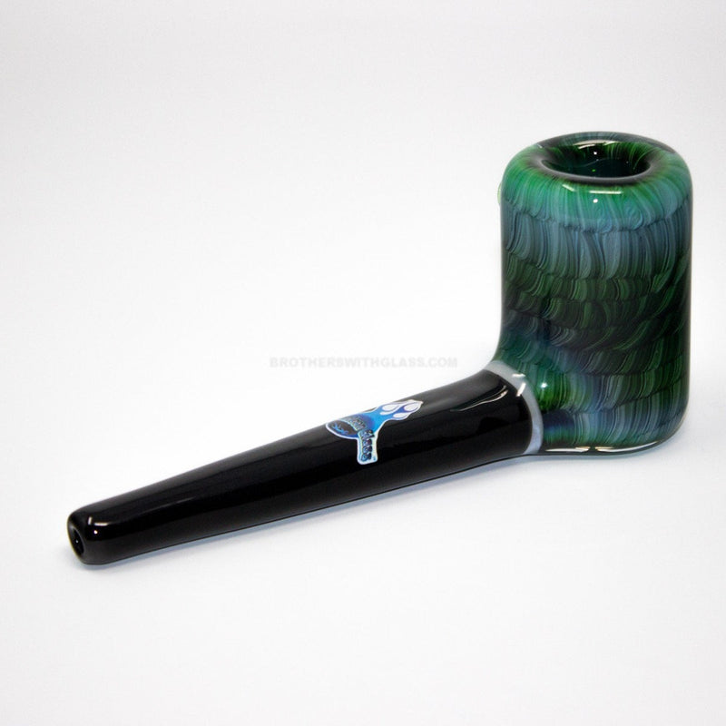 Chameleon Glass The Vern Traditional Style Hand Pipe - Experimental Green.