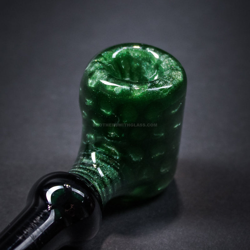 Chameleon Glass Traditional Style Cobb Hand Pipe - Green Moss.