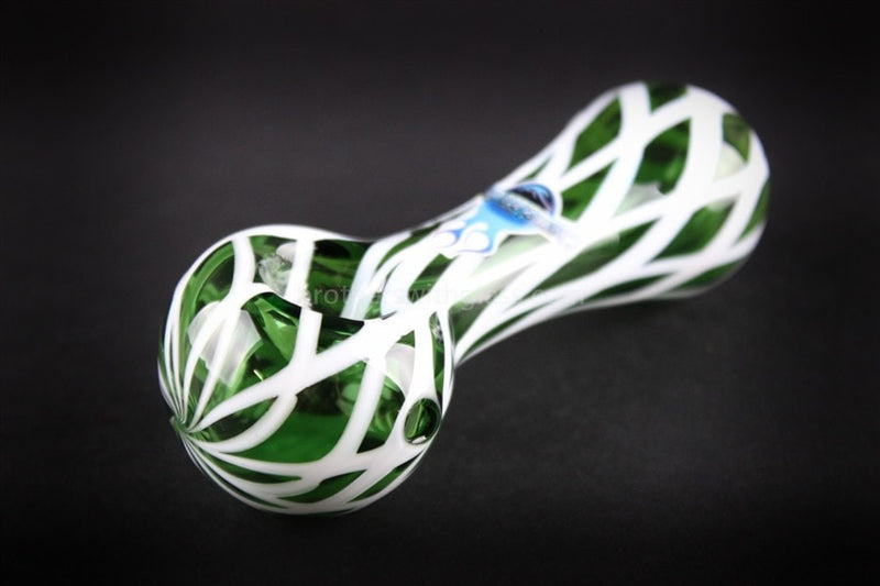 Chameleon Glass White Fishnet Lines Pipe - Green.
