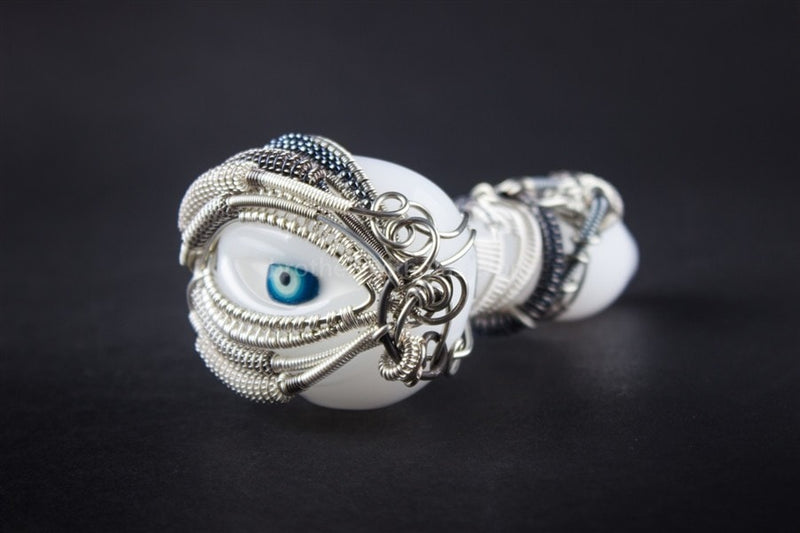 Chameleon Glass With Nikki Wire Wrap Eyes Pipe Combo.