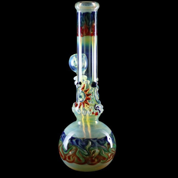 Chameleon Glass Worked Galactic Bubble Bottom Water Pipe.