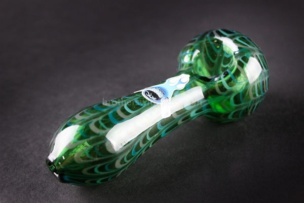 Chameleon Glass Zipper Wrapped Rake Hand Pipe - Green.