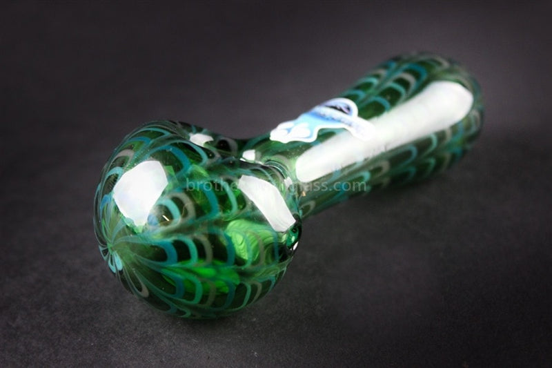 Chameleon Glass Zipper Wrapped Rake Hand Pipe - Green.
