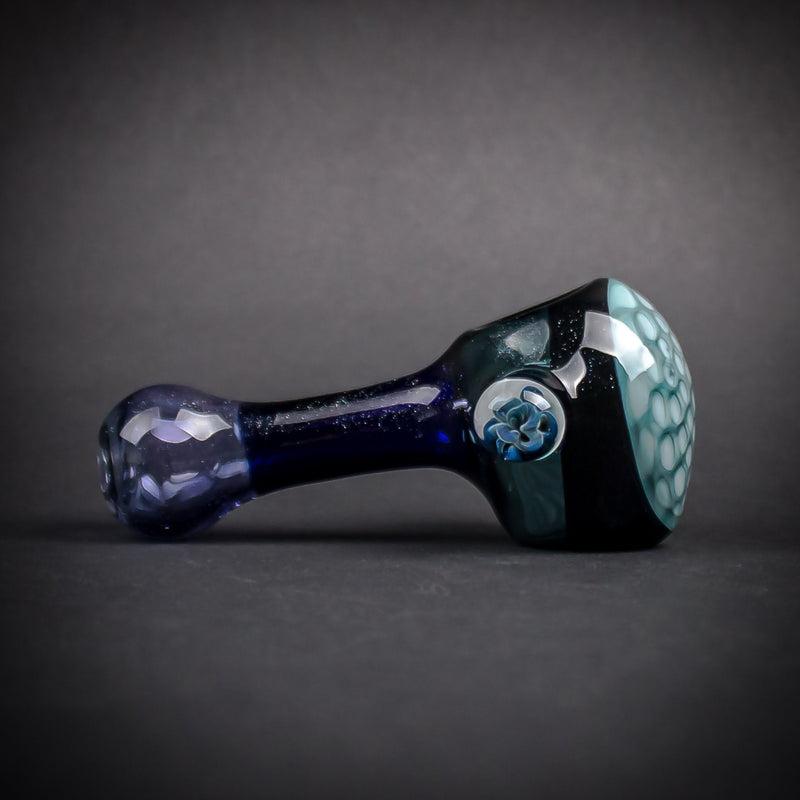 Chasteen Glassworks Blue Honeycomb Hand Pipe.