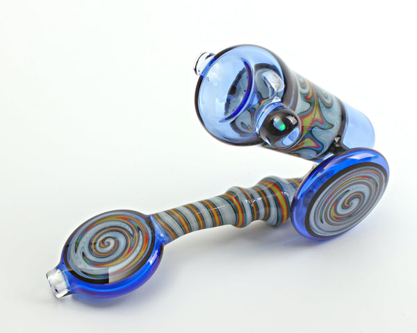 Chasteen Glassworks Blue Sherlock With Reversal Disc Hand Pipe Chasteen Glass