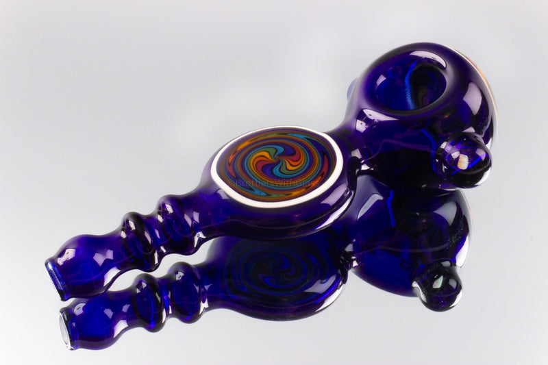 Chasteen Glassworks Cobalt Wig Wag Disc Spoon Hand Pipe.