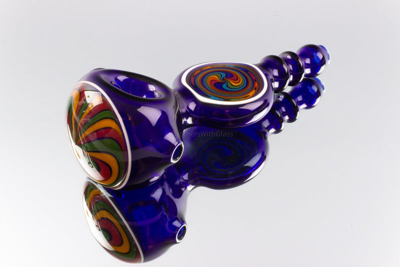 Chasteen Glassworks Cobalt Wig Wag Disc Spoon Hand Pipe.