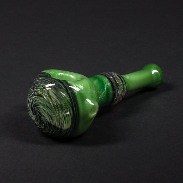 Chasteen Glassworks Green Spiral Hand Pipe.