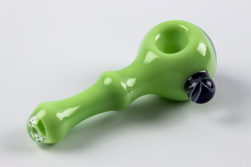 Chasteen Glassworks Milky Green Wig Wag Spoon Hand Pipe.