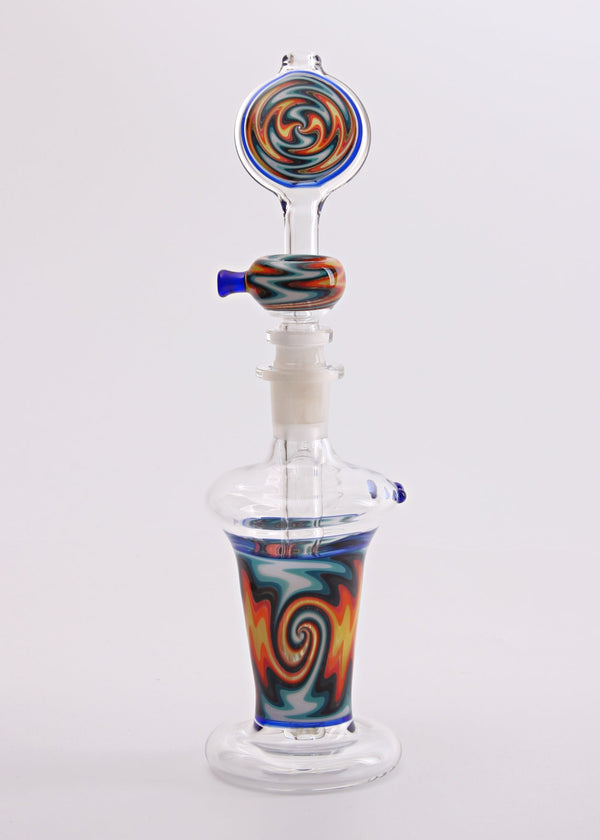 Chasteen Glassworks Old School Fire And Ice Wig Wag Bubbler Chasteen Glass