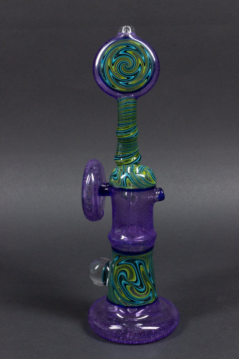 Chasteen Glassworks Purple Wig Wag Bubbler With Disc.