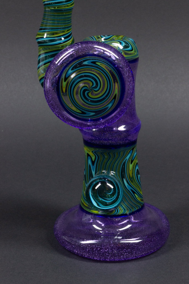 Chasteen Glassworks Purple Wig Wag Bubbler With Disc.