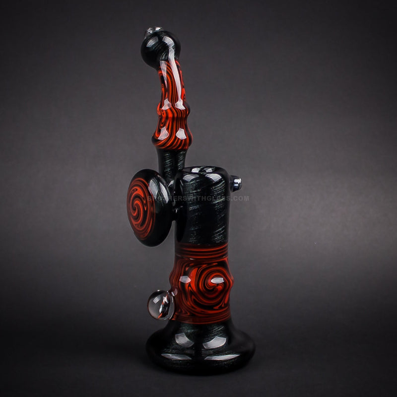 Chasteen Glassworks Steel Wool and Red Wig Wag Bubbler.