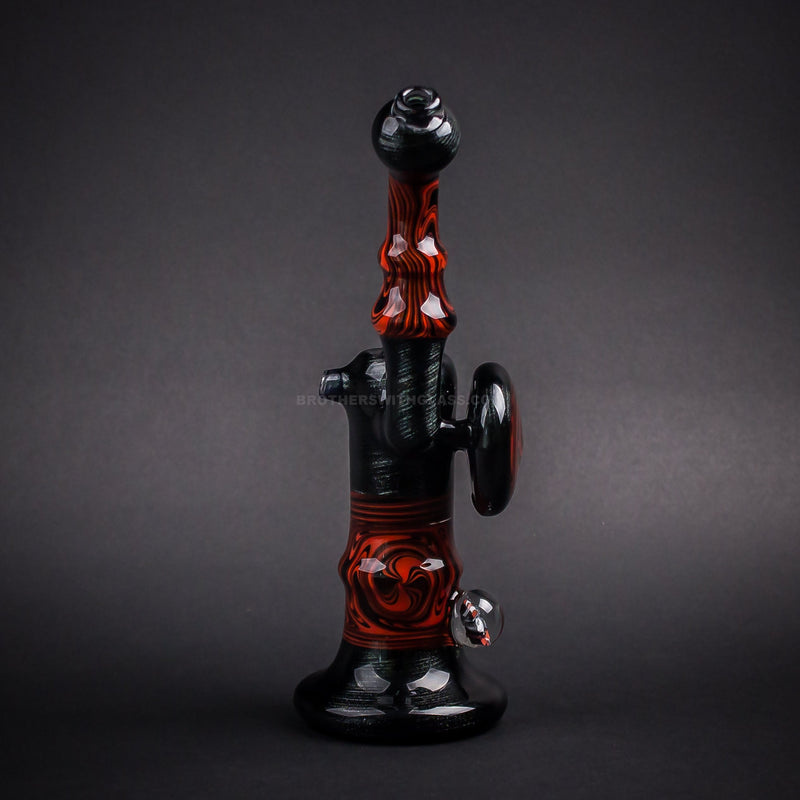 Chasteen Glassworks Steel Wool and Red Wig Wag Bubbler.