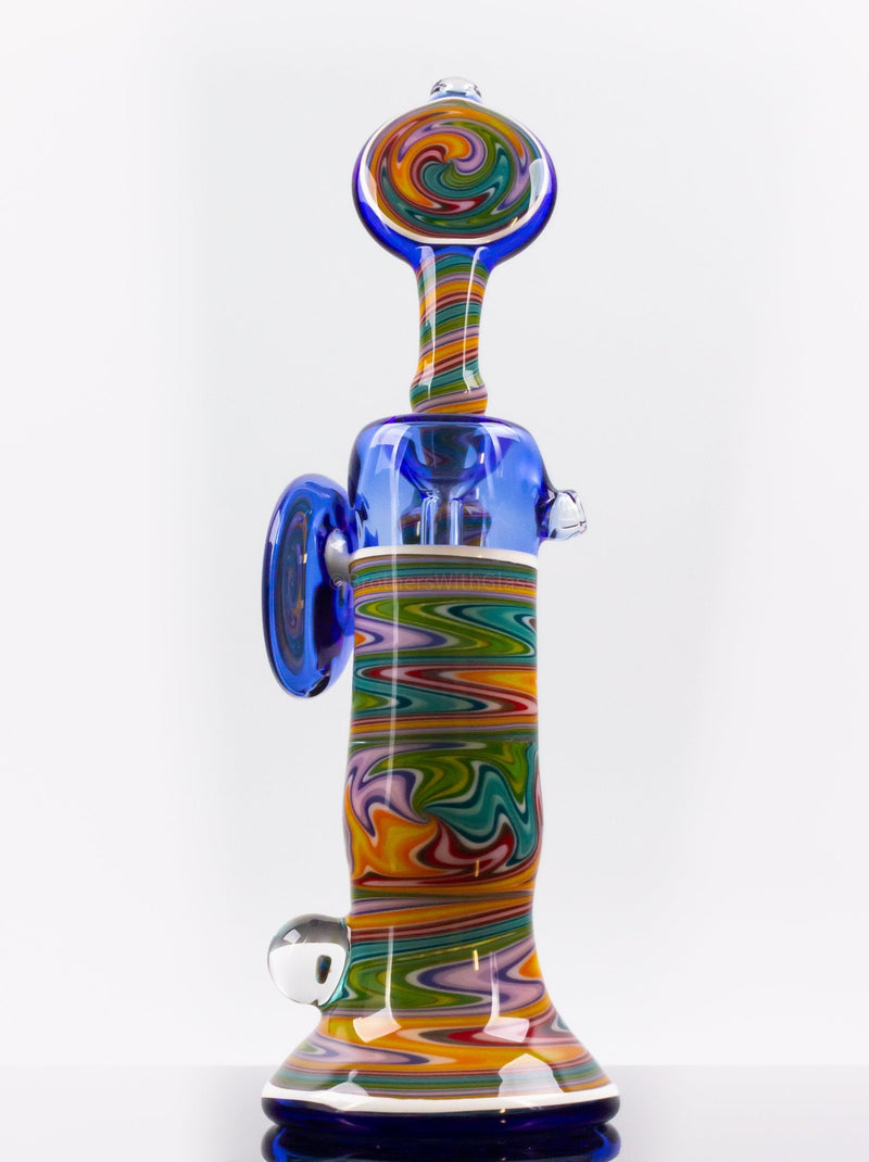 Chasteen Glassworks Wig Wag Disc and Opal Bent Neck Bubbler - Rainbow Bright.