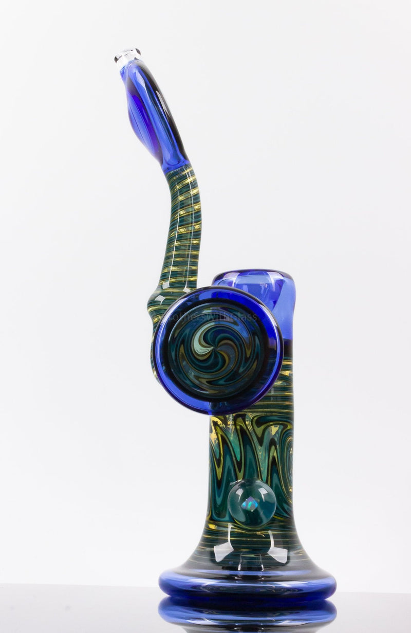 Chasteen Glassworks Wig Wag Disc and Opal Bubbler - Dichro Blue.