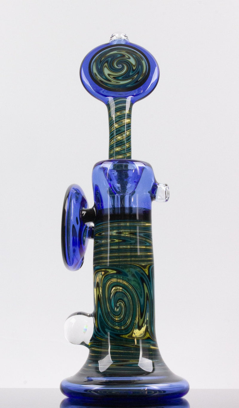 Chasteen Glassworks Wig Wag Disc and Opal Bubbler - Dichro Blue.