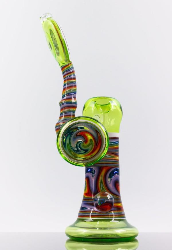 Chasteen Glassworks Wig Wag Disc and Opal Bubbler - Metallic Rainbow.
