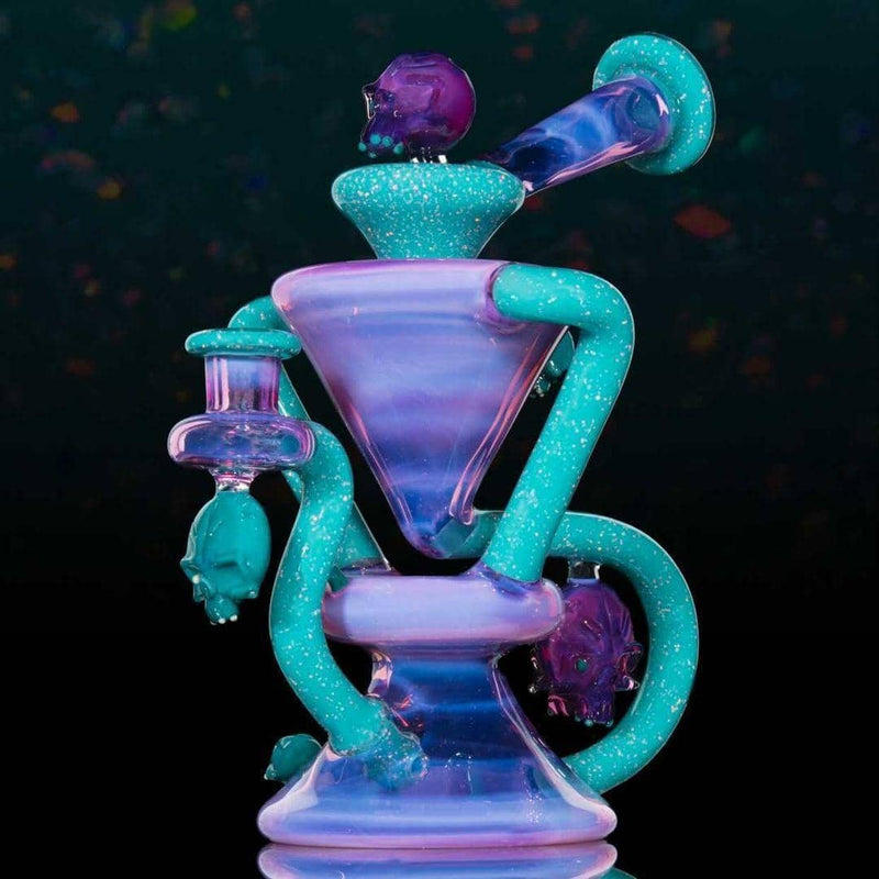 Connor McGrew x Ras Glass Collab Full Color Floating Recycler Dab Rig Connor McGrew