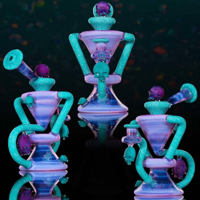 Connor McGrew x Ras Glass Collab Full Color Floating Recycler Dab Rig Connor McGrew