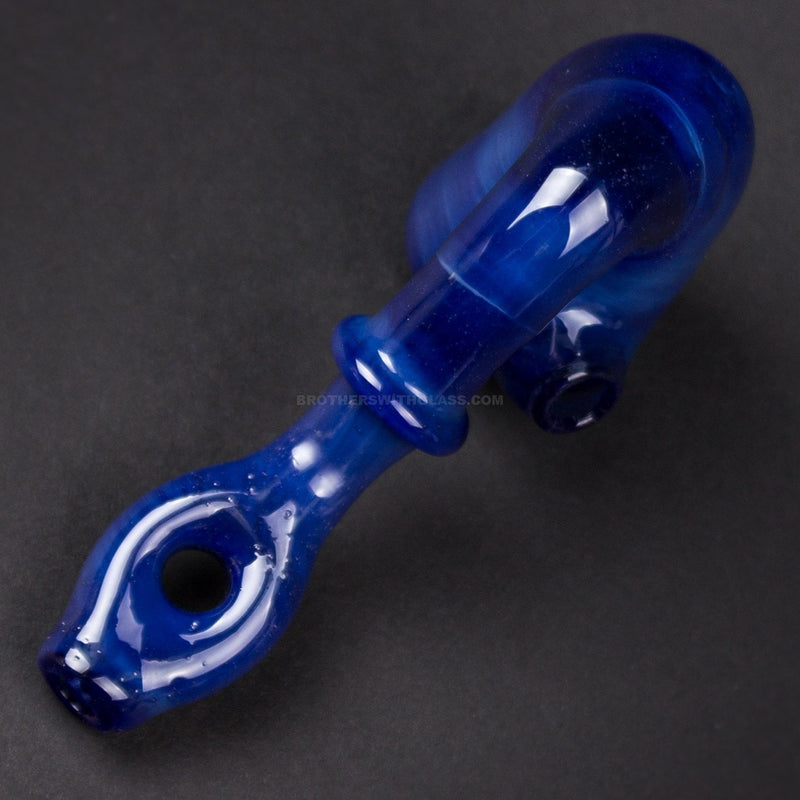 Darth Silicate Glass Functional Sherlock Hand Pipe Pendant - Blue Slyme.