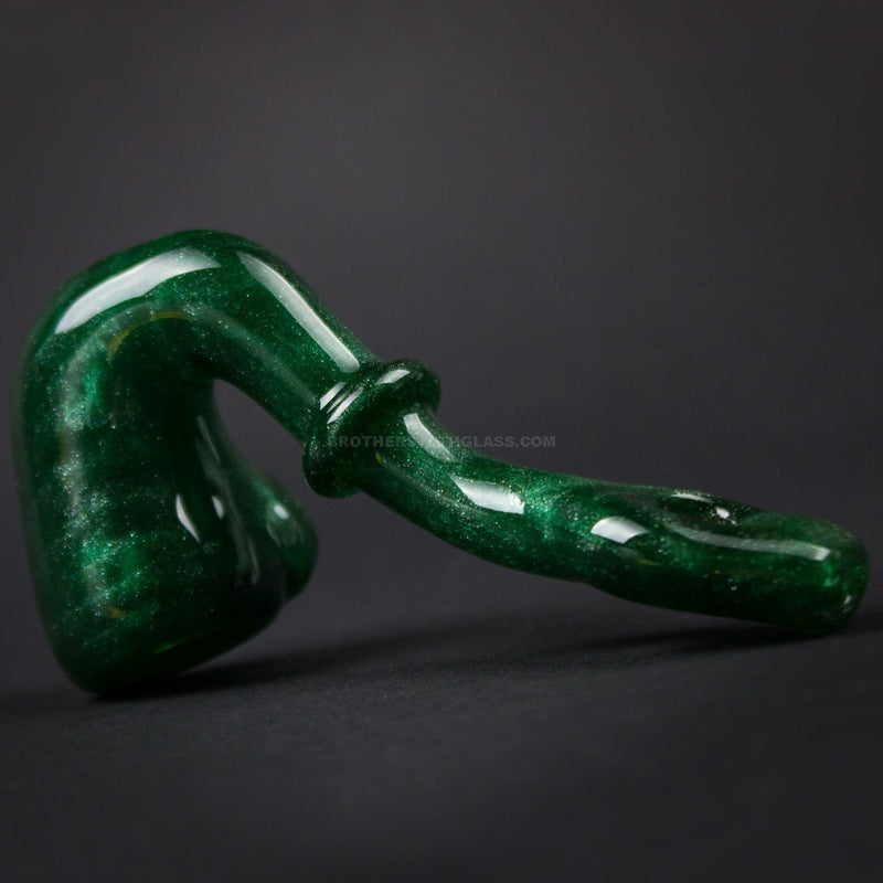 Darth Silicate Glass Functional Sherlock Hand Pipe Pendant - Green Moss.