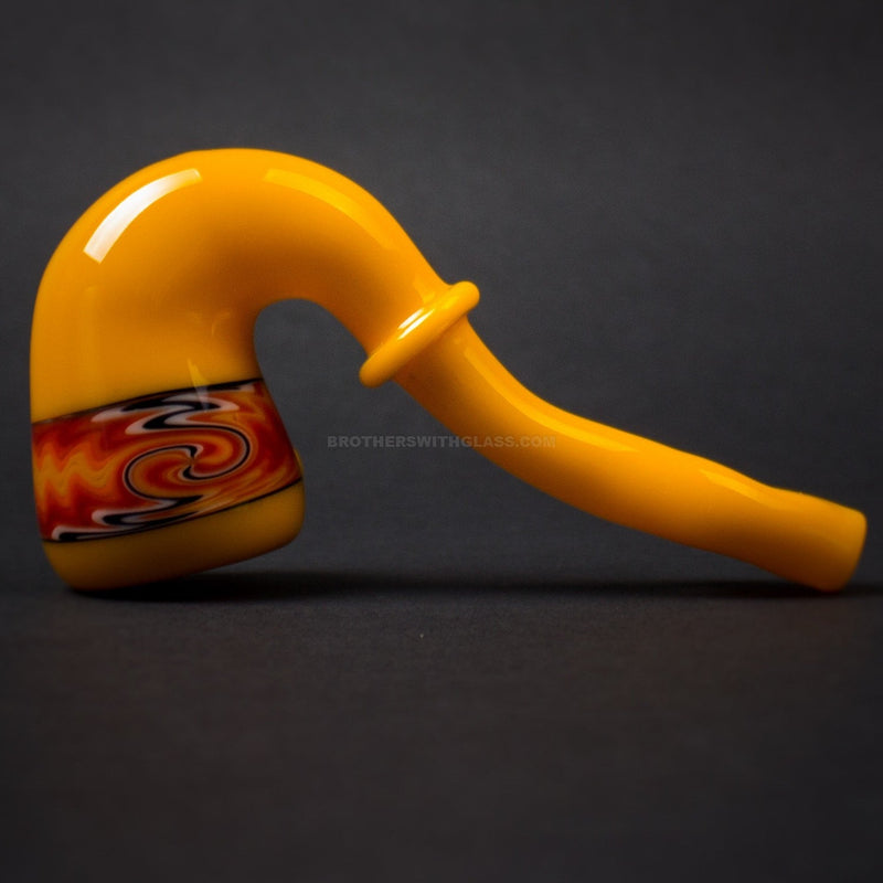 Darth Silicate Glass Functional Wig Wag  Sherlock Hand Pipe Pendant - Yellow.