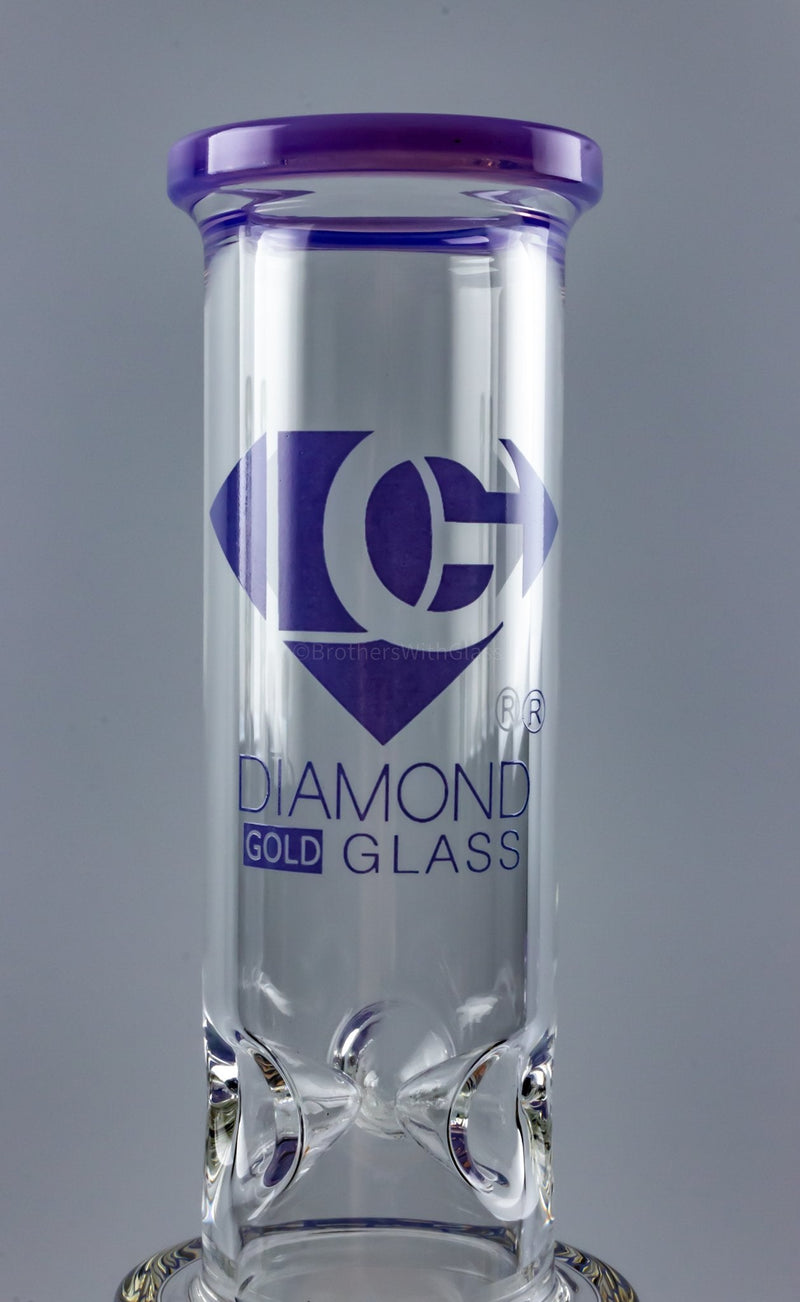 Diamond Glass 16 Inch Worked Double Matrix Perc Bong - Purple.