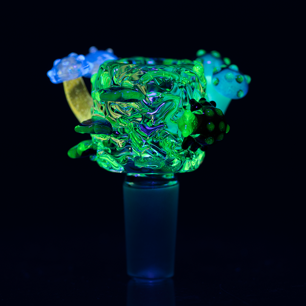 Empire Glassworks 14mm UV Reactive Cozmic Critters Mushroom Slide.