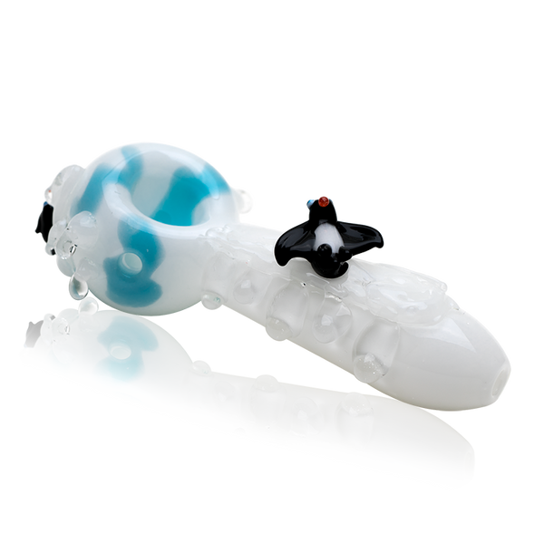 Empire Glassworks Icy Penguins Hand Pipe.